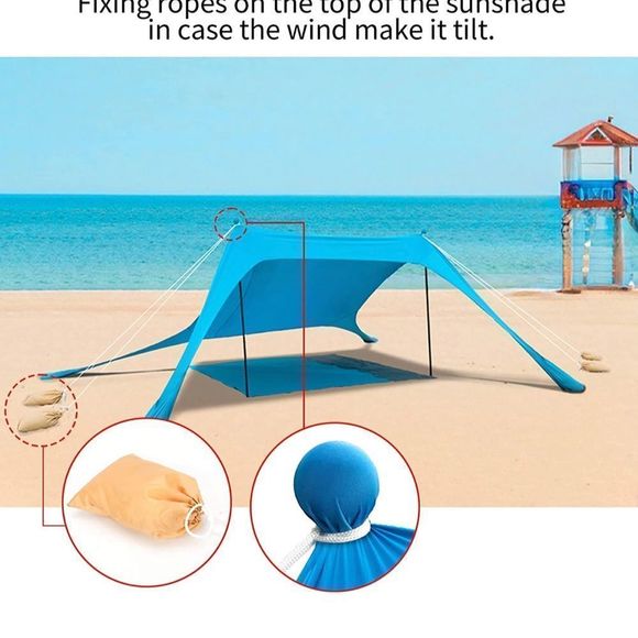 Beach Tent Sun Shelter UPF50+ with Sand Shovel, Ground Pegs and Stability - Picture 7 of 11